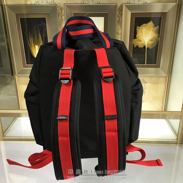 GUCCI 古馳男包 新款 450979 高科技帆布 古馳雙肩背包 黑色 GUCCI手提包